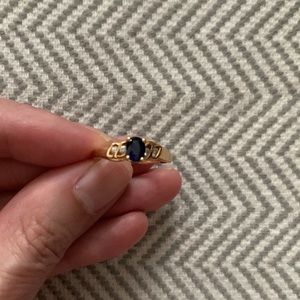 18K Gold Sapphire Diamond Ring